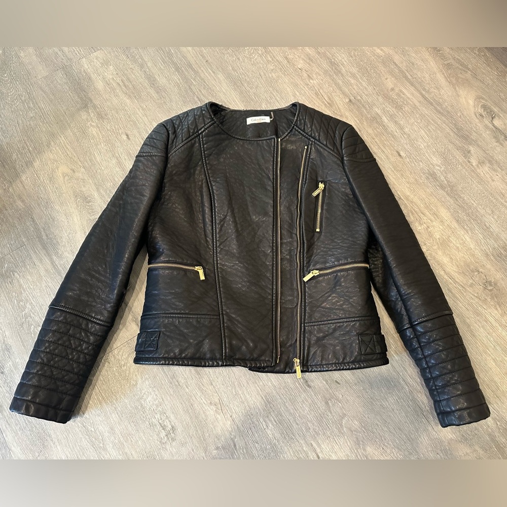 Calvin Klein Women’s Vegan Leather Jacket-Size Medium